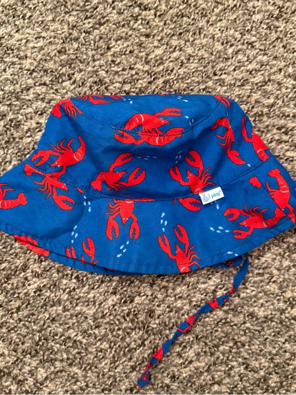 i play. Blue Bucket Hat with Red Lobster Print